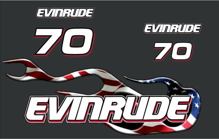 Evinrude Triple Carb Outboard USA American Flag Flame Decal Kit