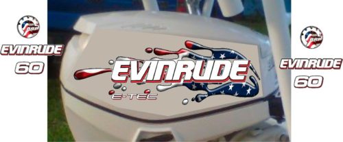 Evinrude Twin E-Tec USA Flag Splash Decal Kit