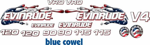 Evinrude V4 Cross Flow USA Flag Splash Decal Kit