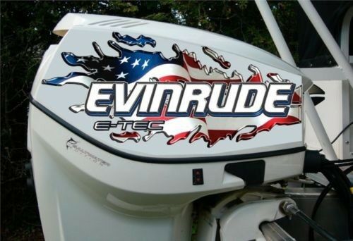 Evinrude V4 E-Tec American & Canadian Flag Tear Decal Kit