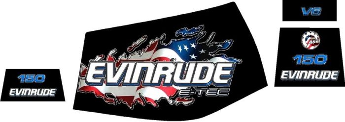 Evinrude V6 E-Tec USA Tear 115-300 Blue Decal Kit 4