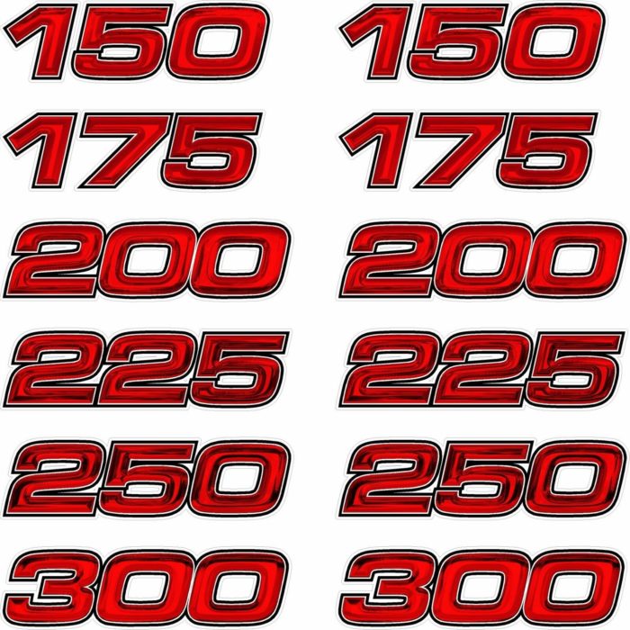 Evinrude V6 E-Tec USA Tear Red 115 - 300 HP Decal Kit 6