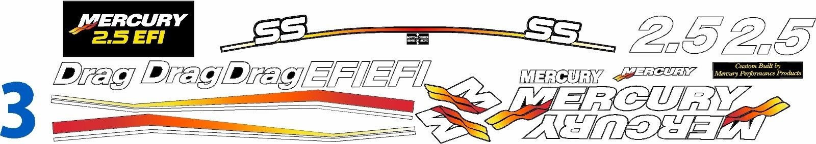 Discontinued Decals Mercury Outboard Custom Color Yellow Decal Kit – All HP Options, Made In USA