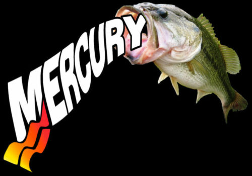 Mercury Bass Decal Red & Orange