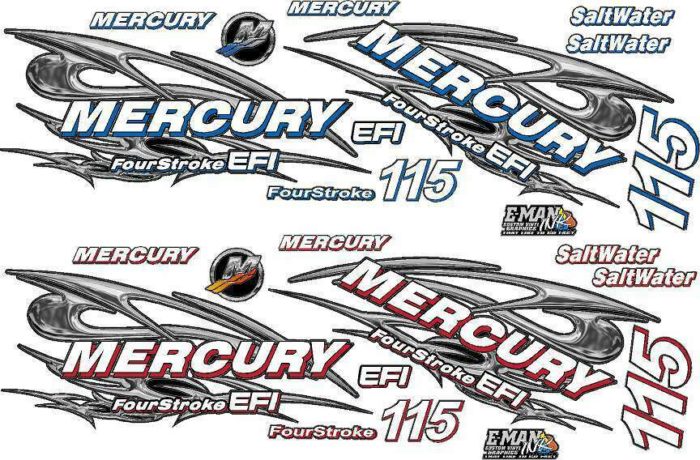 Mercury Four Stroke Chrome Style Decal Kit