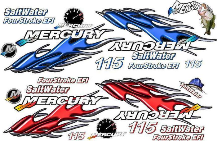 Mercury Four Stroke Flame Decal Kit