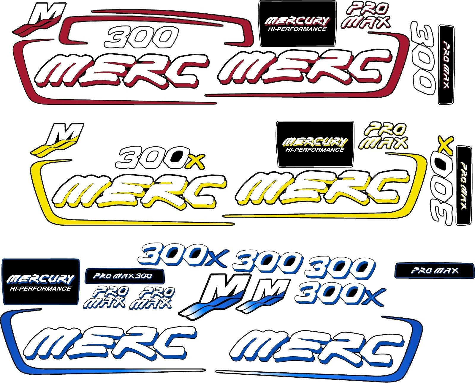 Mercury Racing 3.0L Alien Promax 300 Decal Kit Comes In Yellow Red Blue White 2
