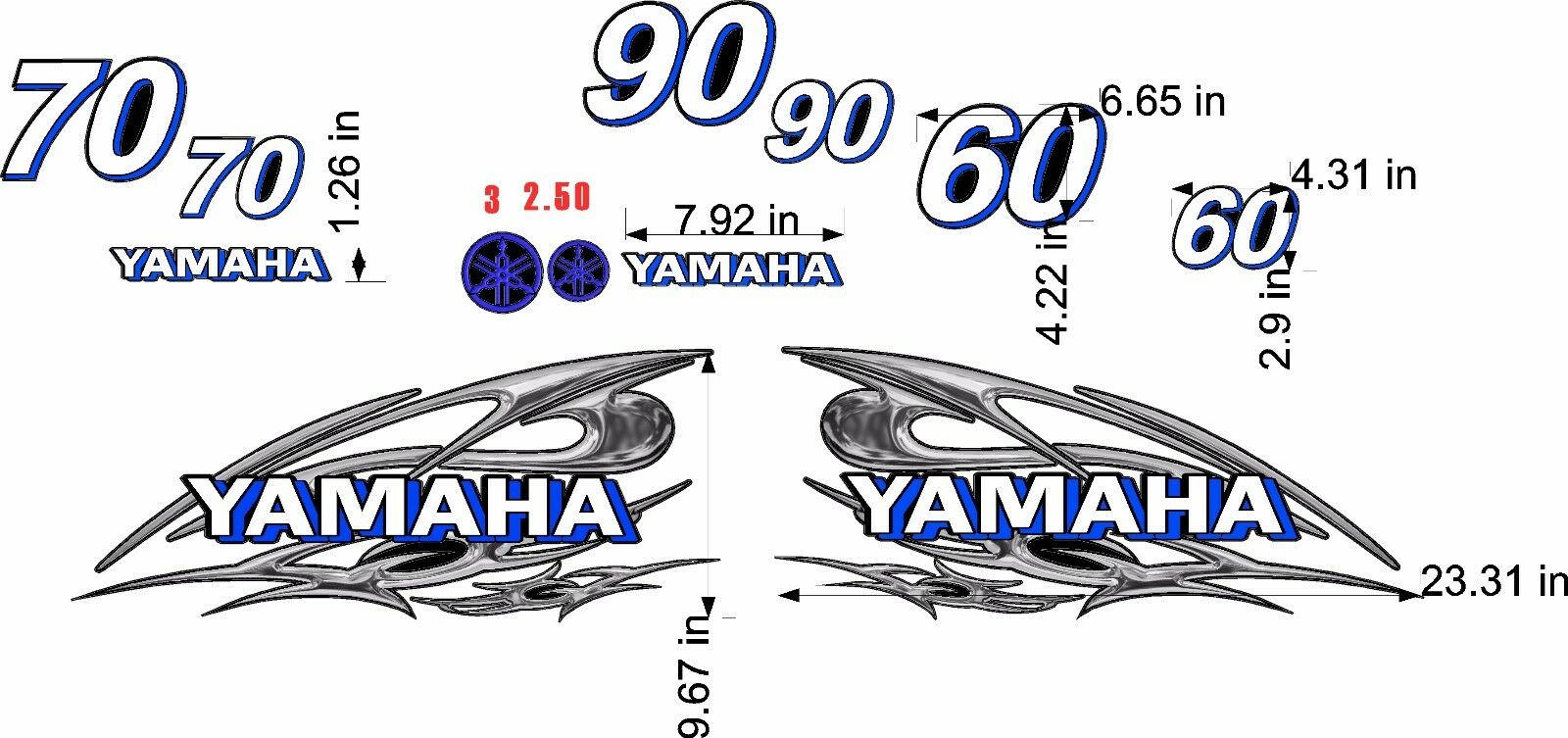 Yamaha 2 Stroke Triple Outboard Kit For 2 & 3 Cylinder Carb Motors